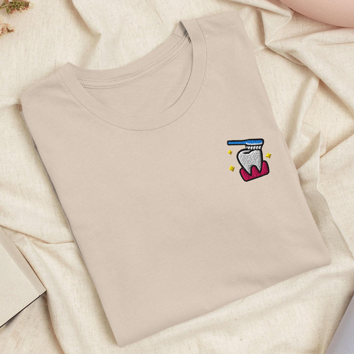 Sparkling Tooth Embroidered T-Shirt: Lightweight Cotton, Unisex Fit