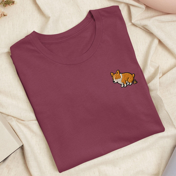 Corgi Pooping Embroidered T-Shirt: Lightweight Cotton, Unisex Fit