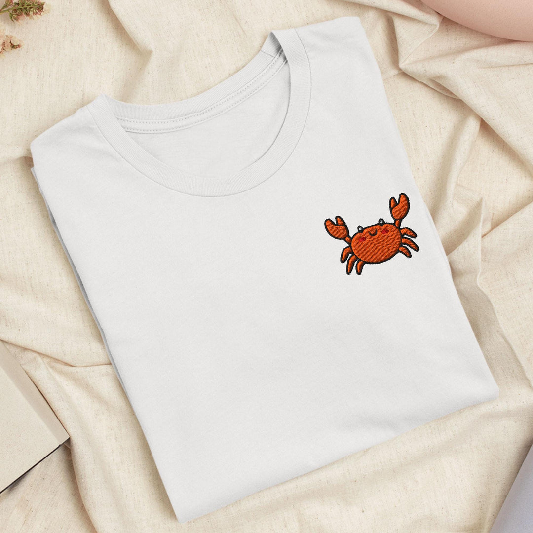 Dungeness Crab Embroidered T-Shirt: Lightweight Cotton, Unisex Fit