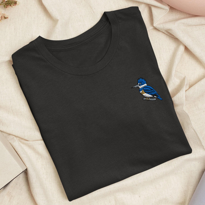 Belted Kingfisher Embroidered College Spirit T-Shirt: Lightweight Cotton, Unisex Fit