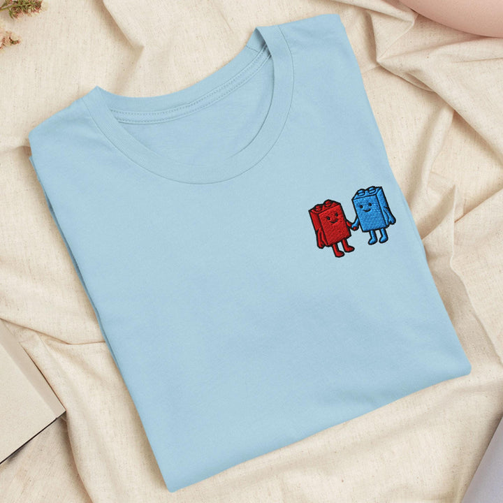 Best Friend Toy Blocks Embroidered T-Shirt: Lightweight Cotton, Unisex Fit