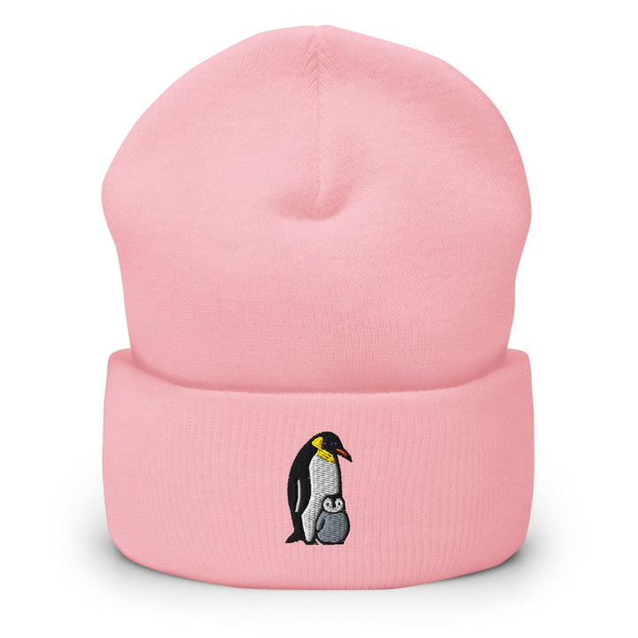 Emperor Penguin with Chick Embroidered Cuffed Beanie: Cozy Unisex Winter Cap