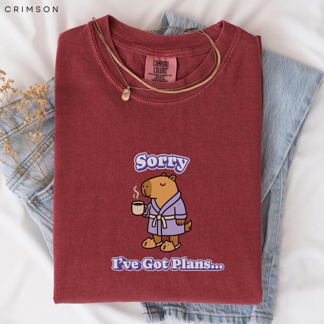 Stay at Home Capybara Printed T-Shirt: Comfort Colors®, Garment-Dyed Heavyweight Cotton, Relaxed Unisex Fit