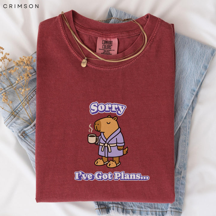 Stay at Home Capybara Printed T-Shirt: Comfort Colors®, Garment-Dyed Heavyweight Cotton, Relaxed Unisex Fit