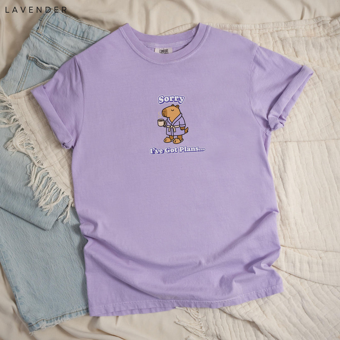 Stay at Home Capybara Printed T-Shirt: Comfort Colors®, Garment-Dyed Heavyweight Cotton, Relaxed Unisex Fit