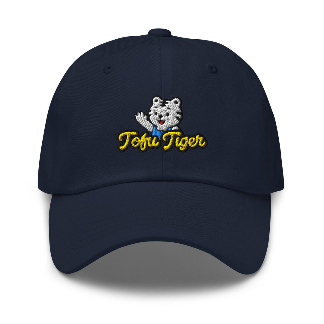 Tofu Tiger Mascot Embroidered Dad Cap: Chino Cotton Twill Adjustable Unisex Hat