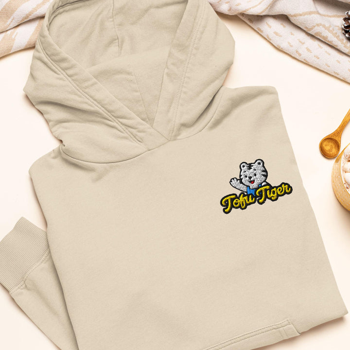 Tofu Tiger Mascot Embroidered Hoodie: Heavy Blend Cotton-Poly, Unisex Fit