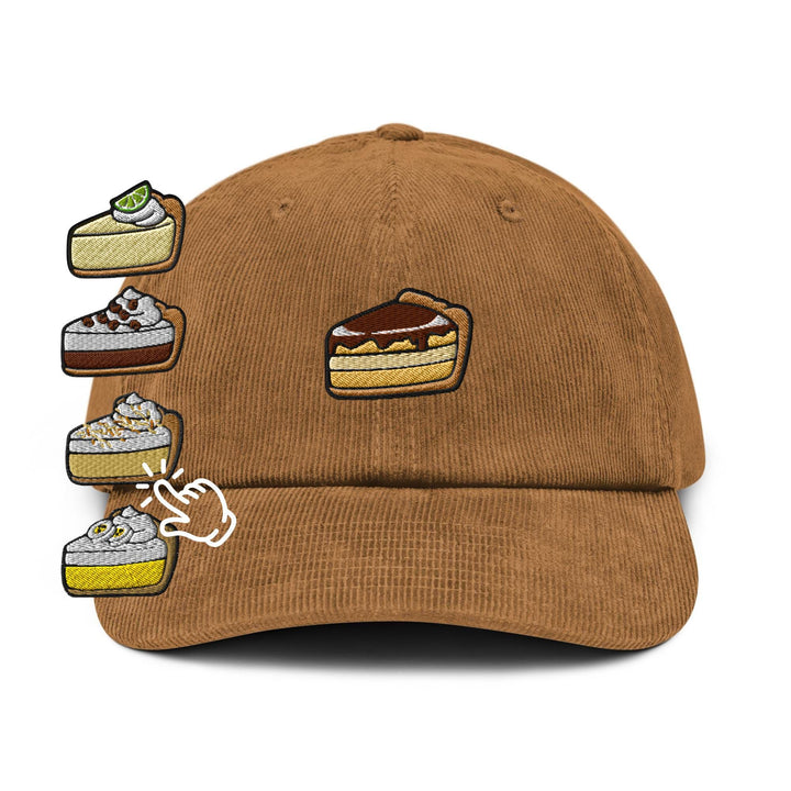 Classic Pie Desserts Embroidered Cotton Corduroy Hat: Adjustable Fit