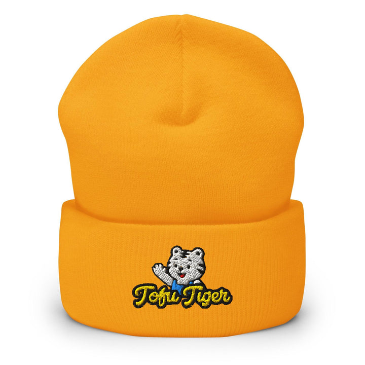 Tofu Tiger Mascot Embroidered Cuffed Beanie: Cozy Unisex Winter Cap