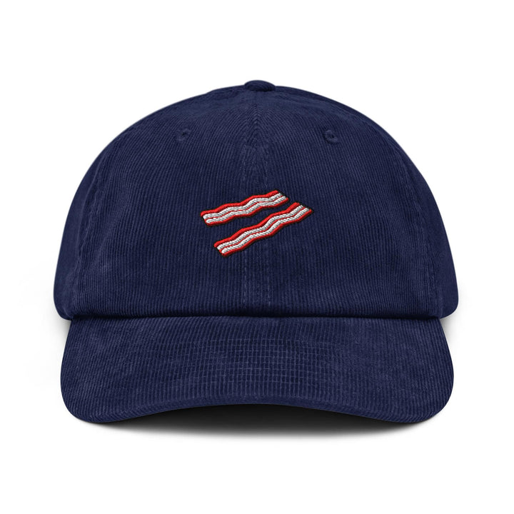 Crispy Bacon Strips Embroidered Cotton Corduroy Hat: Adjustable Fit