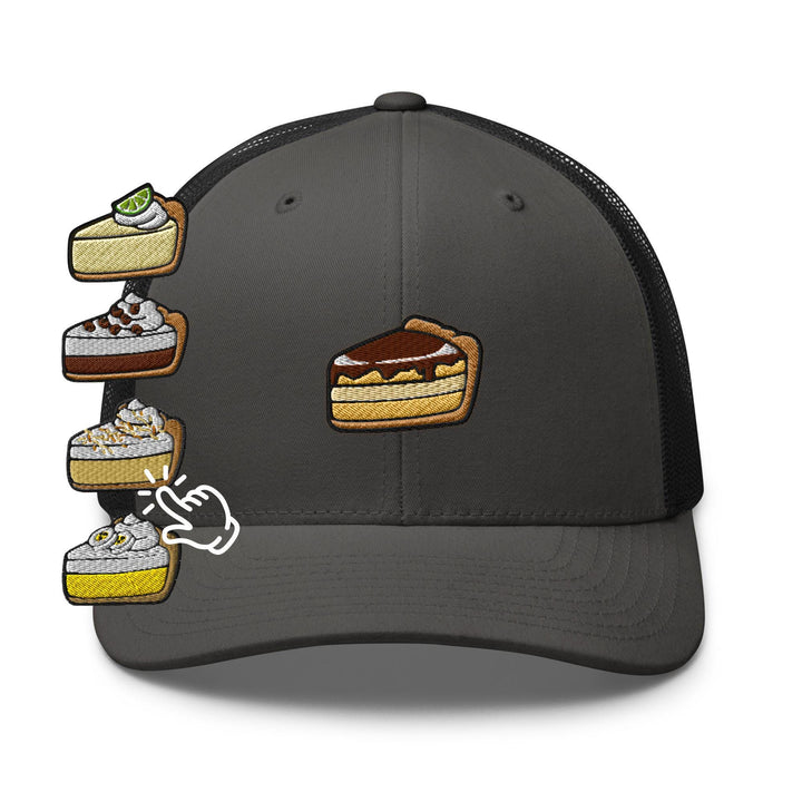 Classic Pie Desserts Embroidered Trucker Hat: Structured Retro Cap with Mesh Back