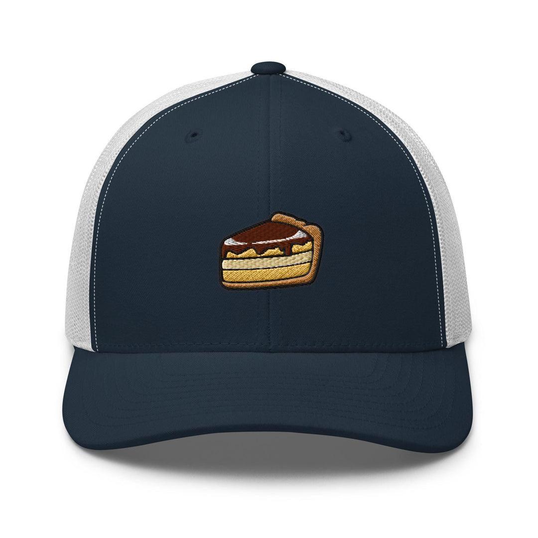Classic Pie Desserts Embroidered Trucker Hat: Structured Retro Cap with Mesh Back