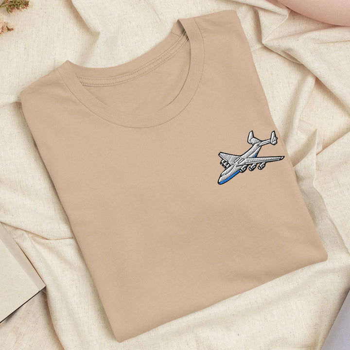 An-225 Cargo Airplane Embroidered T-Shirt: Lightweight Cotton, Unisex Fit