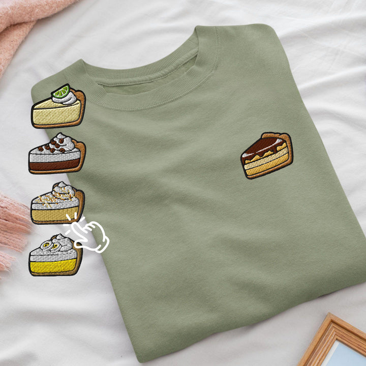 Classic Pie Desserts Embroidered Crewneck Sweatshirt: Cotton Blend, Unisex Fit