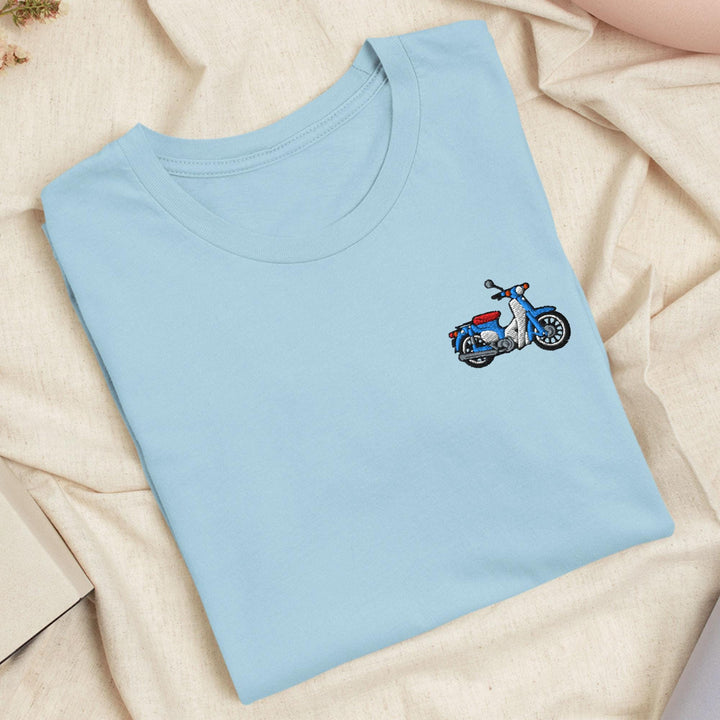 Classic Japanese Commuter Motorbike Embroidered T-Shirt: Lightweight Cotton, Unisex Fit