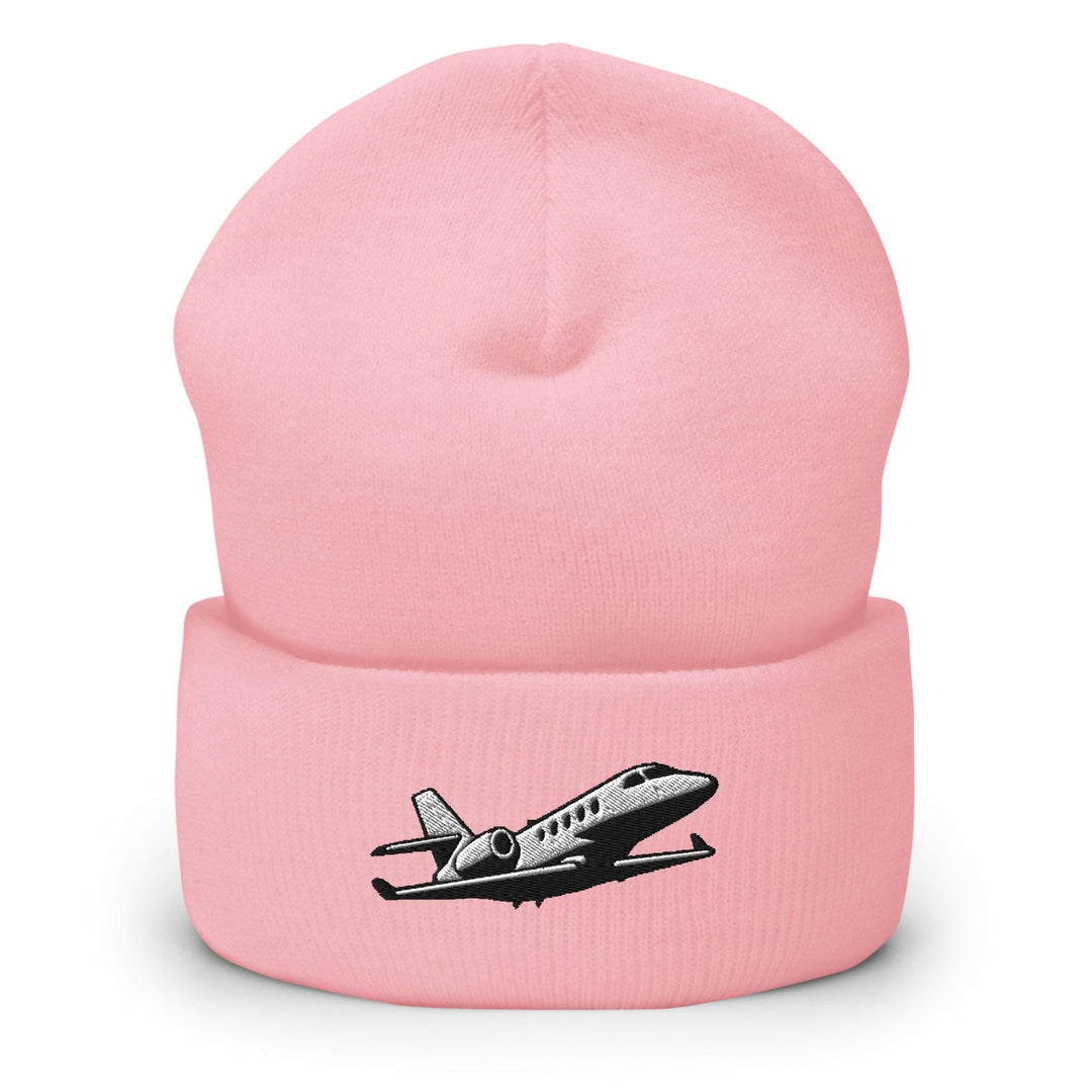 Business Jet Embroidered Cuffed Beanie: Cozy Unisex Winter Cap