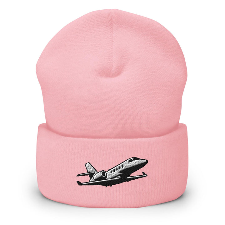 Business Jet Embroidered Cuffed Beanie: Cozy Unisex Winter Cap