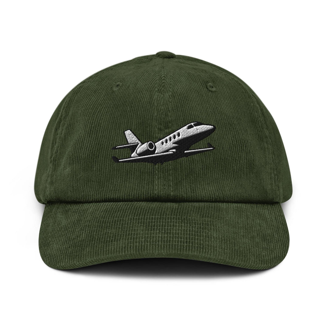 Business Jet Embroidered Cotton Corduroy Hat: Adjustable Fit