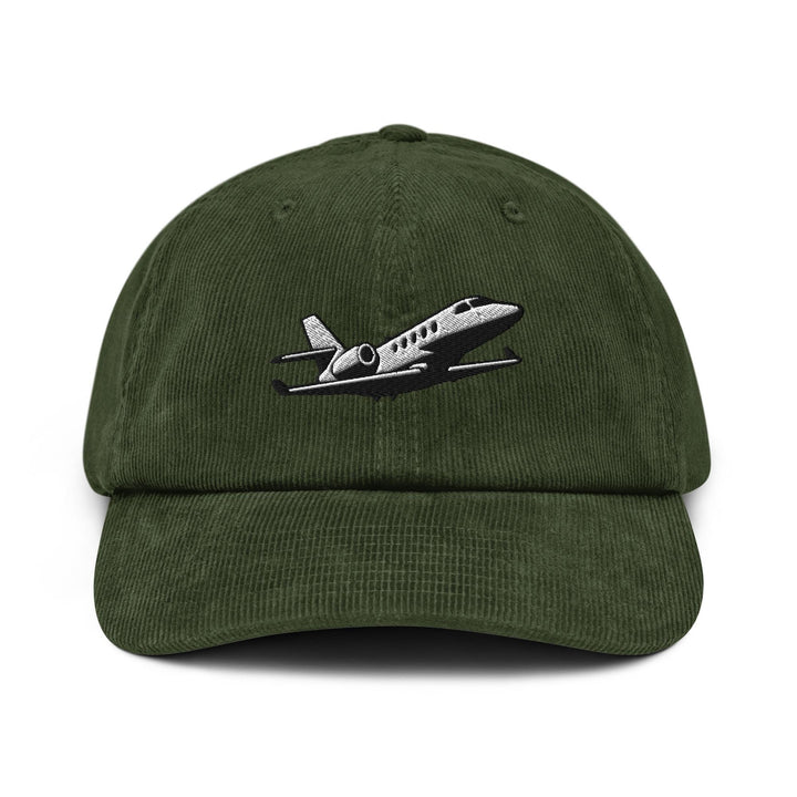 Business Jet Embroidered Cotton Corduroy Hat: Adjustable Fit