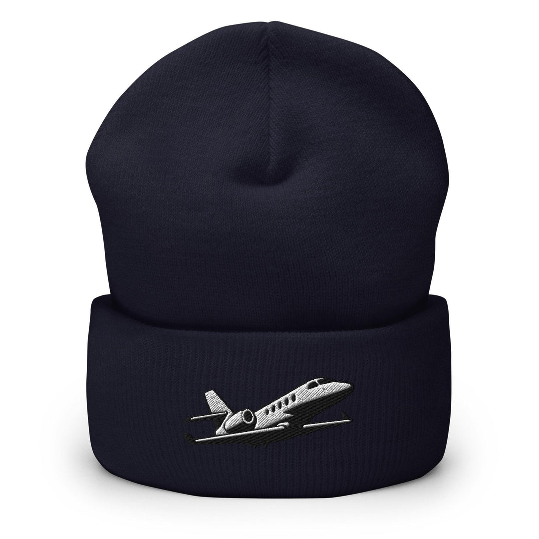 Business Jet Embroidered Cuffed Beanie: Cozy Unisex Winter Cap