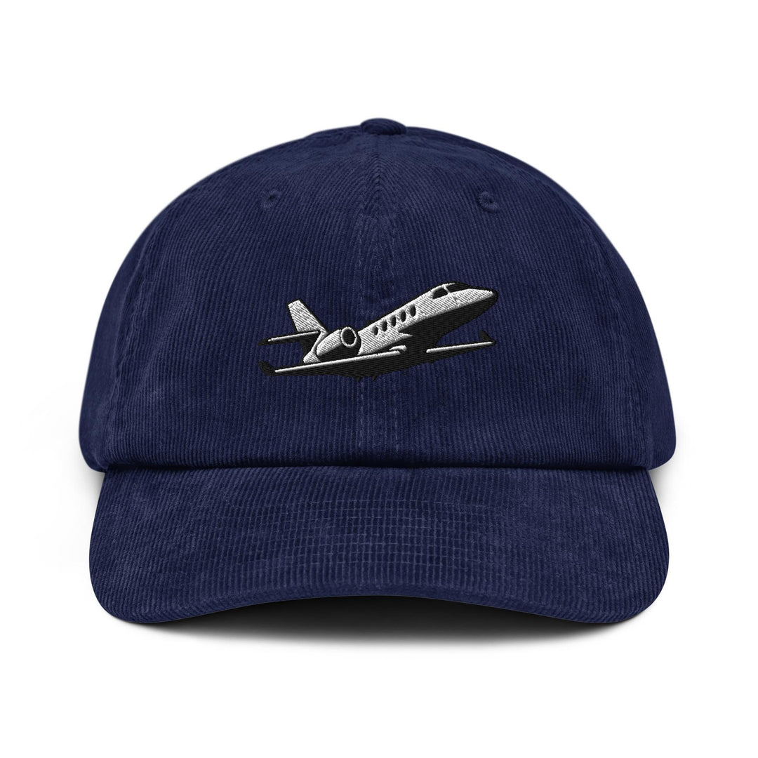 Business Jet Embroidered Cotton Corduroy Hat: Adjustable Fit