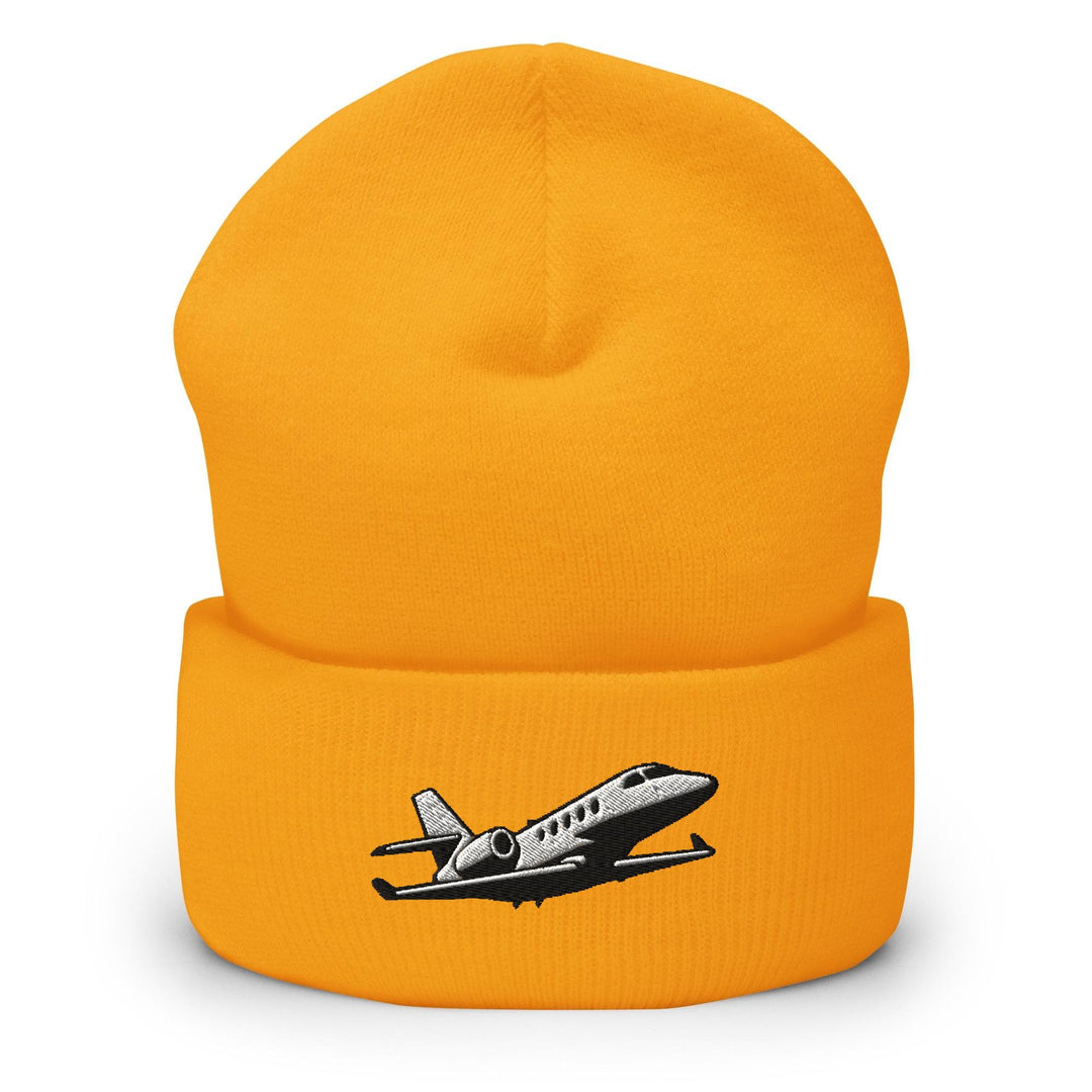 Business Jet Embroidered Cuffed Beanie: Cozy Unisex Winter Cap