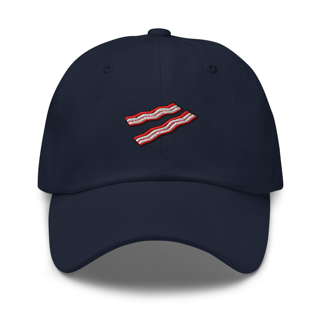 Crispy Bacon Strips Embroidered Dad Cap: Chino Cotton Twill Adjustable Unisex Hat