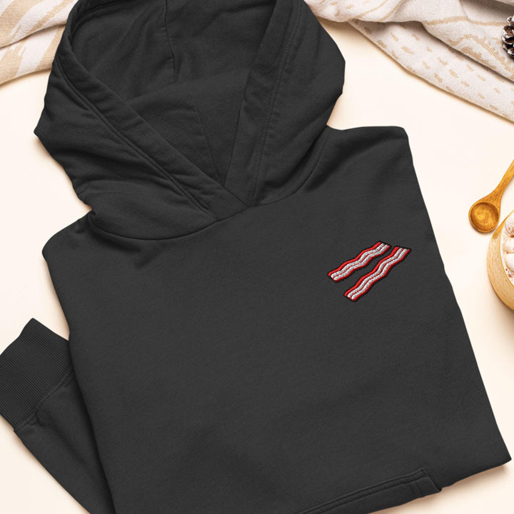 Crispy Bacon Strips Embroidered Hoodie: Heavy Blend Cotton-Poly, Unisex Fit