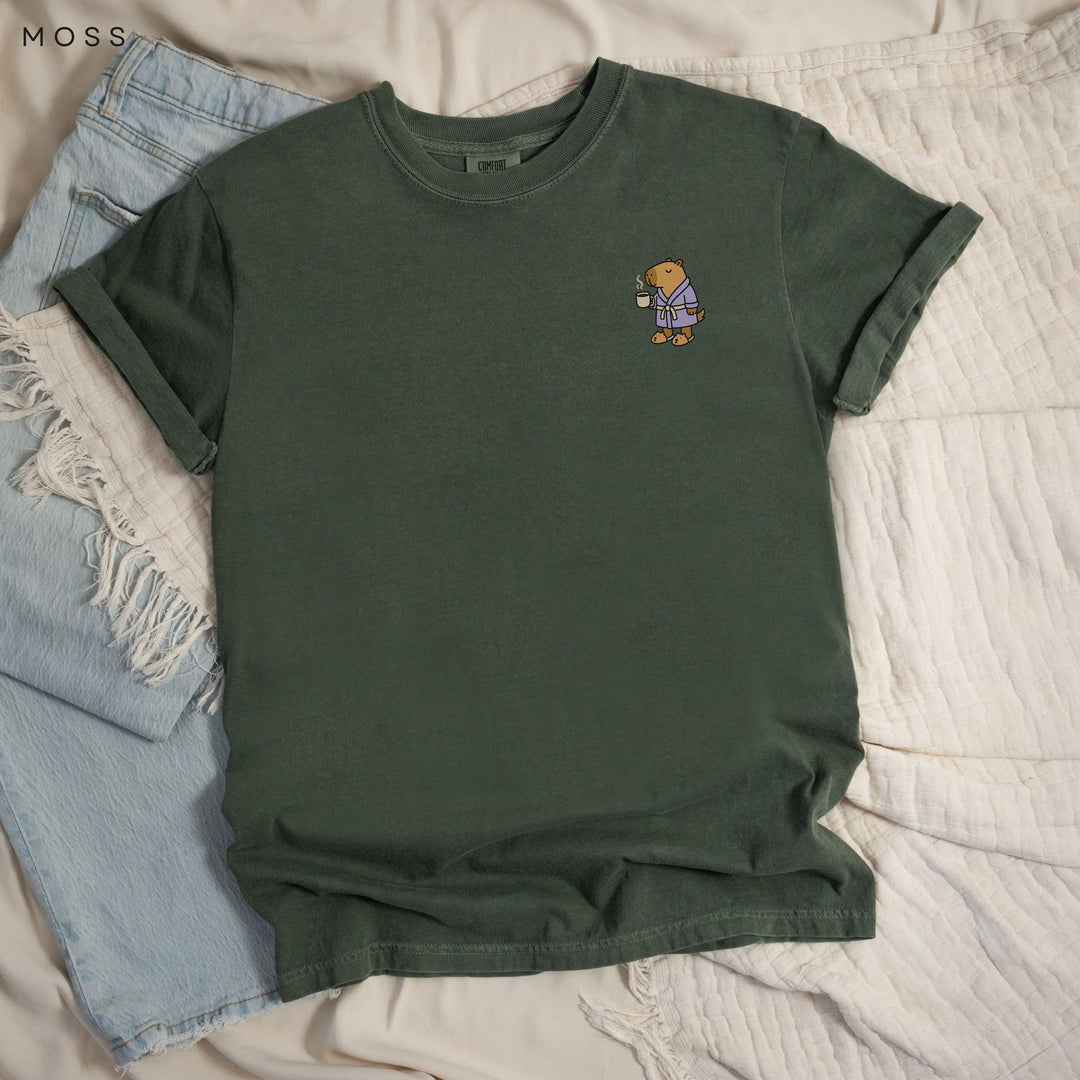 Stay at Home Capybara Printed JOMO T-Shirt: Comfort Colors®, Garment-Dyed Heavyweight Cotton, Relaxed Unisex Fit