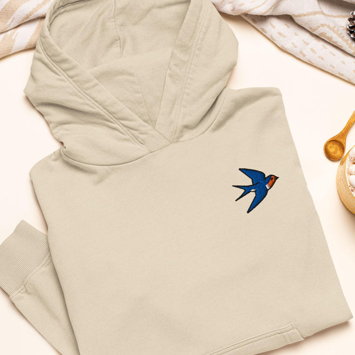 Swallow Bird Embroidered Hoodie: Heavy Blend Cotton-Poly, Unisex Fit