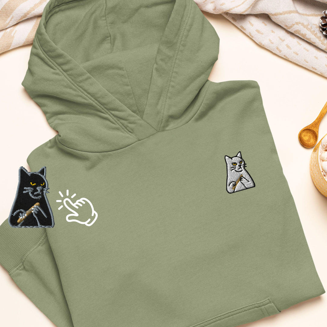 Mr. Pickles Sassy Cat Embroidered Hoodie: Heavy Blend Cotton-Poly, Unisex Fit