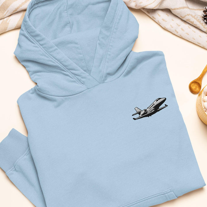 Business Jet Embroidered Hoodie: Heavy Blend Cotton-Poly, Unisex Fit