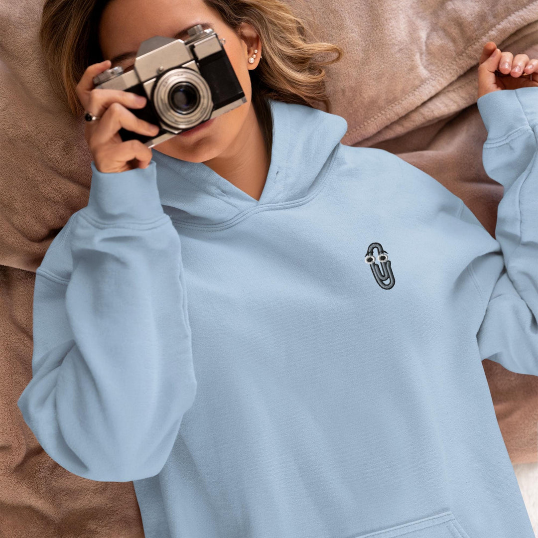 90s Throwback Paperclip Embroidered Hoodie: Heavy Blend Cotton-Poly, Unisex Fit