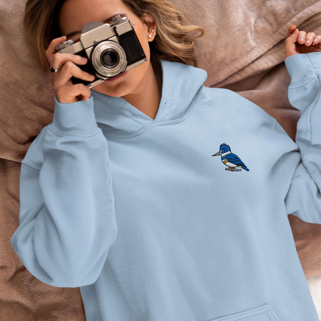 Belted Kingfisher Embroidered Hoodie: Heavy Blend Cotton-Poly, Unisex Fit