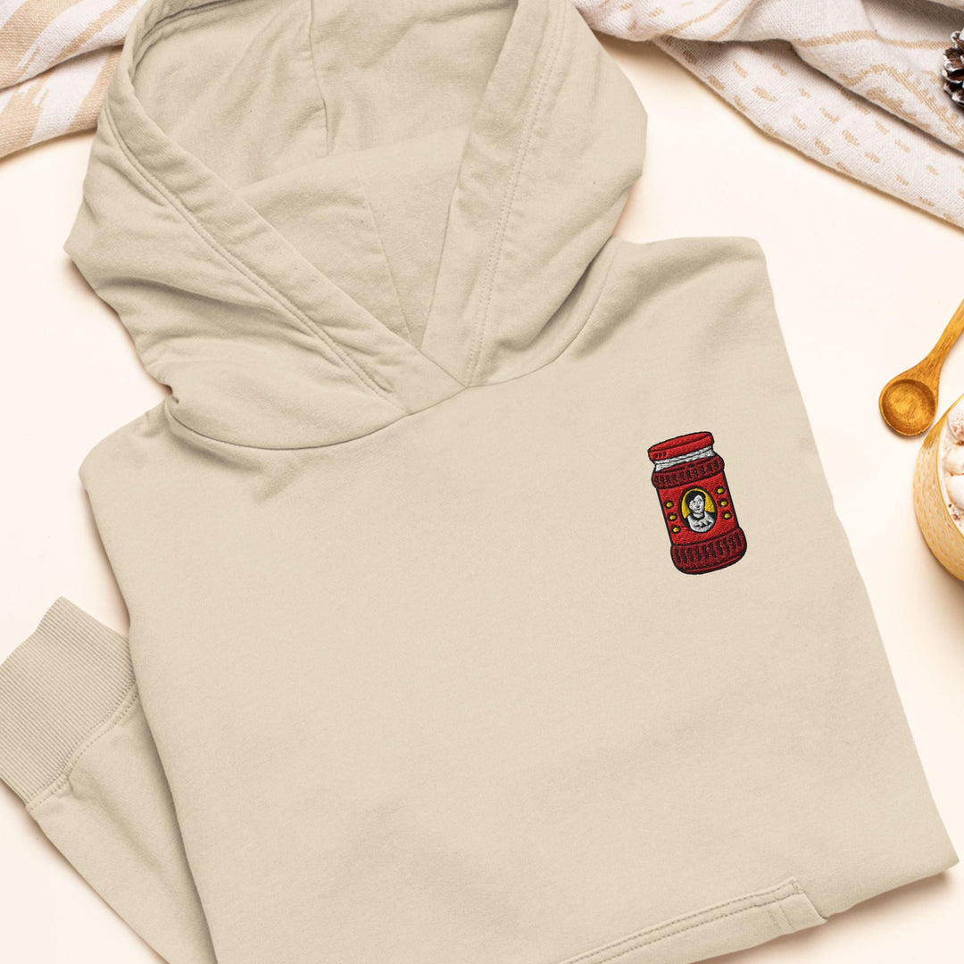 Asian Chili Condiment Jar Embroidered Hoodie: Heavy Blend Cotton-Poly, Unisex Fit