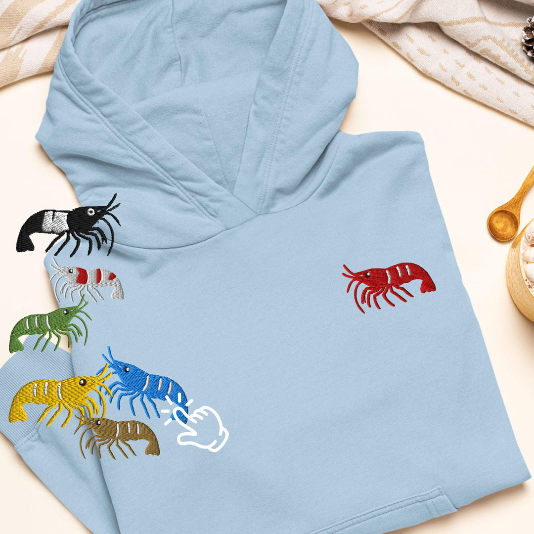 Cherry Shrimp Neocaridina davidi Embroidered Hoodie: Heavy Blend Cotton-Poly, Unisex Fit