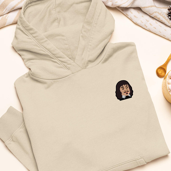 Cartoon René Descartes Embroidered Hoodie: Heavy Blend Cotton-Poly, Unisex Fit