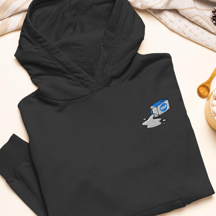 Spilled Milk Carton Embroidered Hoodie: Heavy Blend Cotton-Poly, Unisex Fit