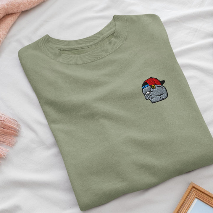 Scumbag Pigeon Embroidered Crewneck Sweatshirt: Cotton Blend, Unisex Fit