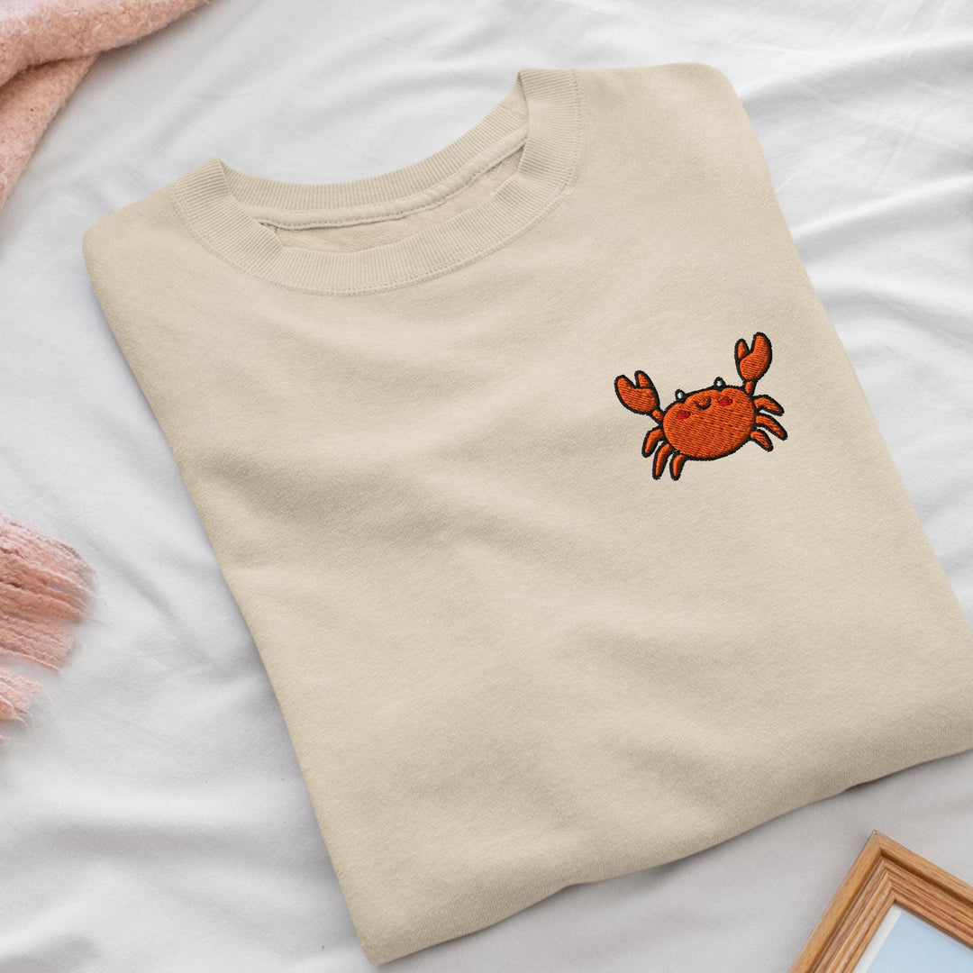 Dungeness Crab Embroidered Crewneck Sweatshirt: Cotton Blend, Unisex Fit