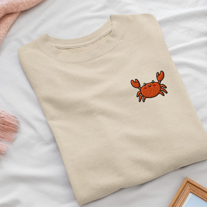 Dungeness Crab Embroidered Crewneck Sweatshirt: Cotton Blend, Unisex Fit