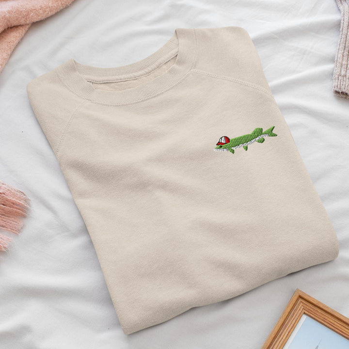 Northern Pike Embroidered Crewneck Sweatshirt: Cotton Blend, Unisex Fit