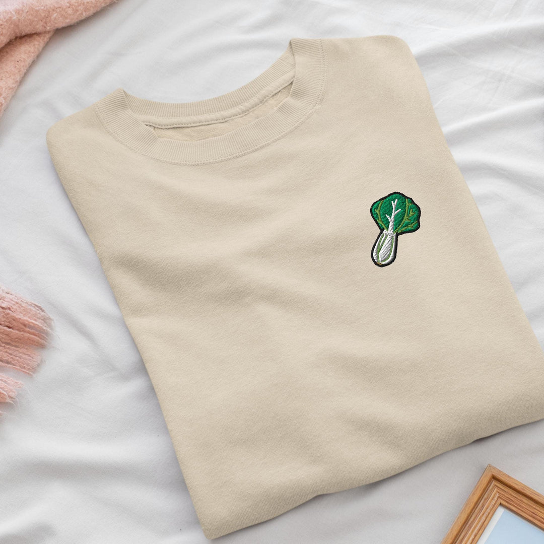 Bok Choi Embroidered Crewneck Sweatshirt: Cotton Blend, Unisex Fit