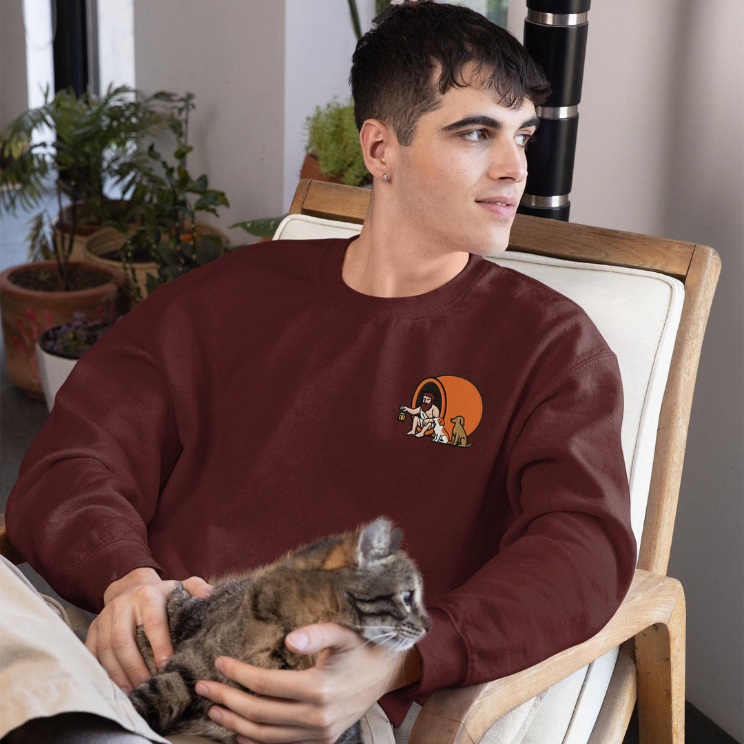 Diogenes the Cynic Embroidered Crewneck Sweatshirt: Cotton Blend, Unisex Fit