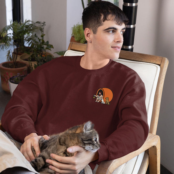 Diogenes the Cynic Embroidered Crewneck Sweatshirt: Cotton Blend, Unisex Fit