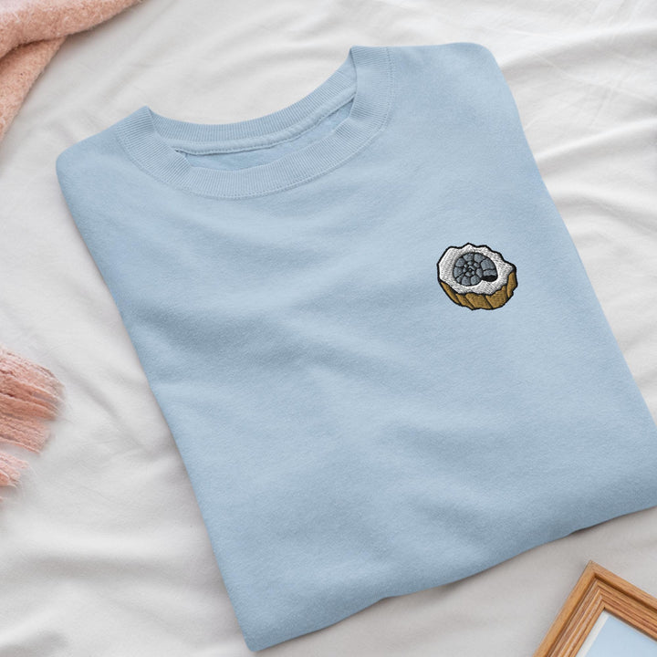 Ammonite Fossil Embroidered Crewneck Sweatshirt: Cotton Blend, Unisex Fit