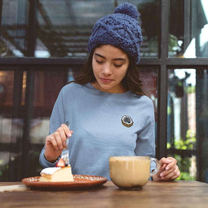 Ammonite Fossil Embroidered Crewneck Sweatshirt: Cotton Blend, Unisex Fit