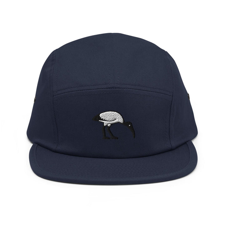 Bin Chicken Ibis Bird Embroidered 5‑Panel Cotton Camper Cap: Adjustable Fit