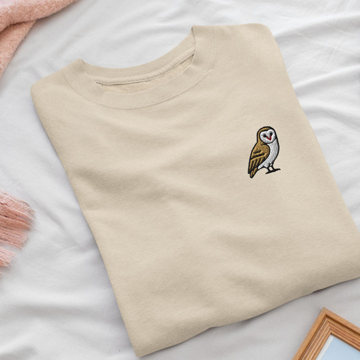 Barn Owl Embroidered Crewneck Sweatshirt: Cotton Blend, Unisex Fit