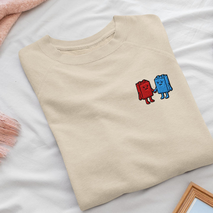 Best Friend Toy Blocks Embroidered Crewneck Sweatshirt: Cotton Blend, Unisex Fit